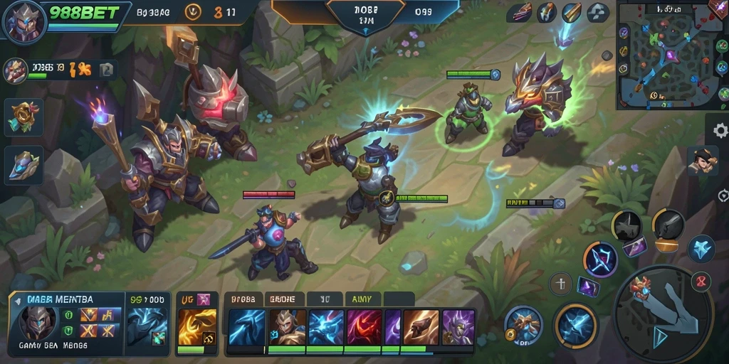 Tampilan aksi seru dalam gameplay MOBA 988BET.