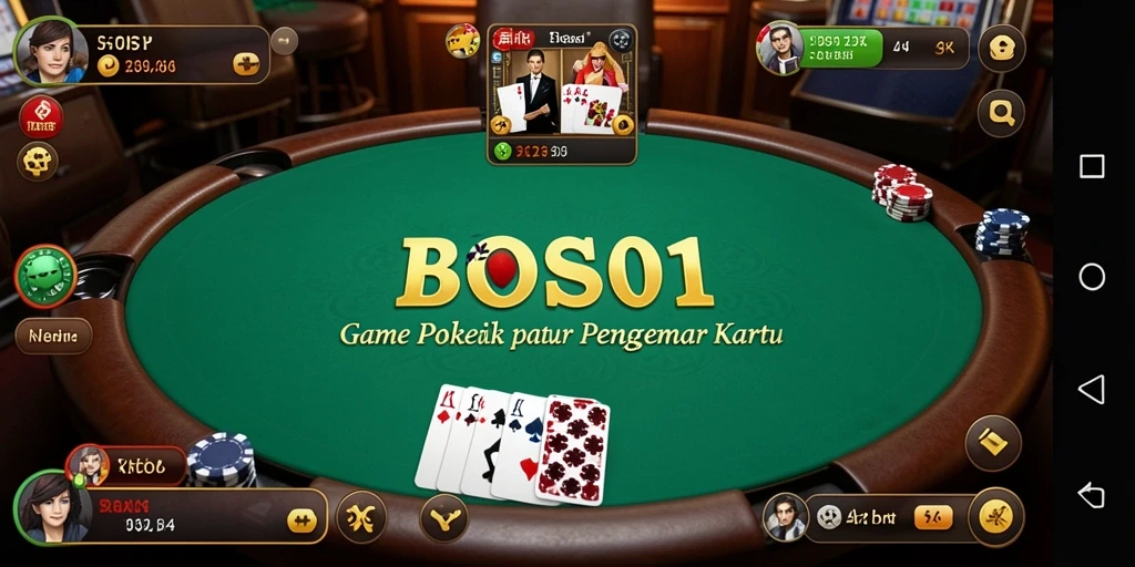 Tampilan gameplay seru yang menggambarkan permainan Poker di BOS01.