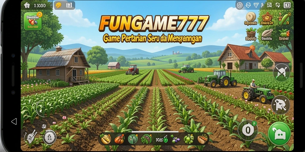 Tampilan gameplay seru dalam FUNGAME777 dengan berbagai tanaman dan hewan.