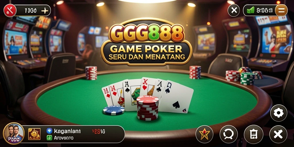 Screenshot gameplay GGG888 yang menampilkan aksi Poker seru.
