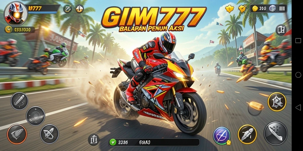 Tangkapan layar utama GIM777 memperlihatkan aksi balapan motor yang mendebarkan.