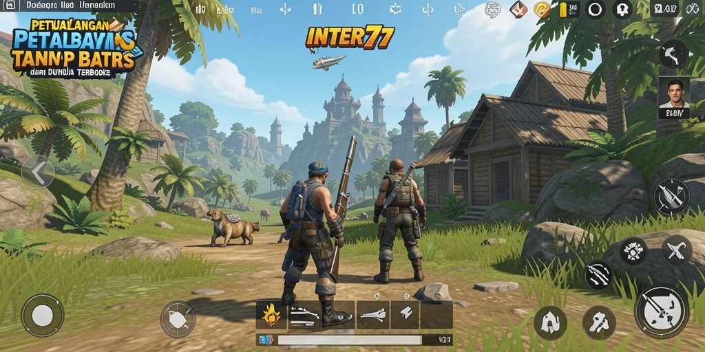 Screenshot gameplay INTER77 menampilkan dunia terbuka yang luas dan menakjubkan.