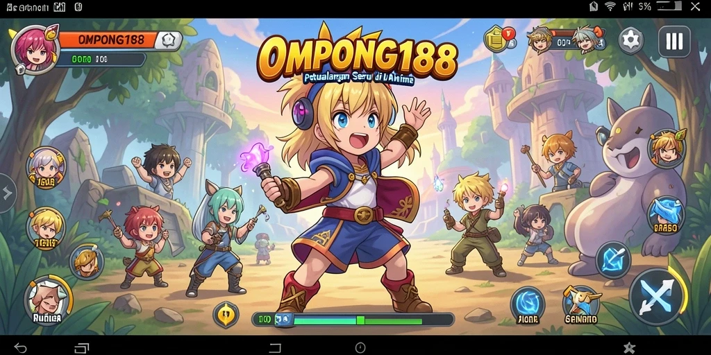 Tampilan gameplay OMPONG188 yang memukau dengan karakter anime beraksi.