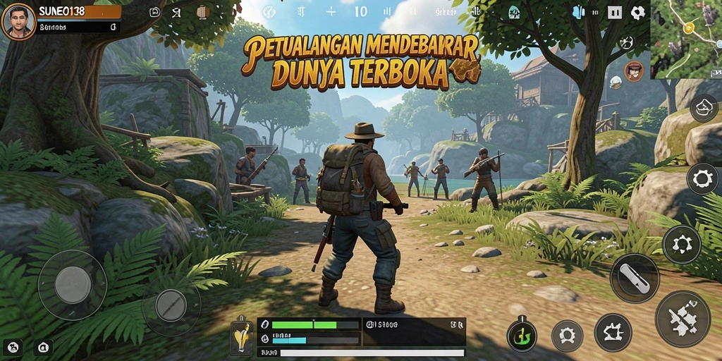 Screenshot SUNEO138 yang menampilkan dunia terbuka yang luas dan beragam.